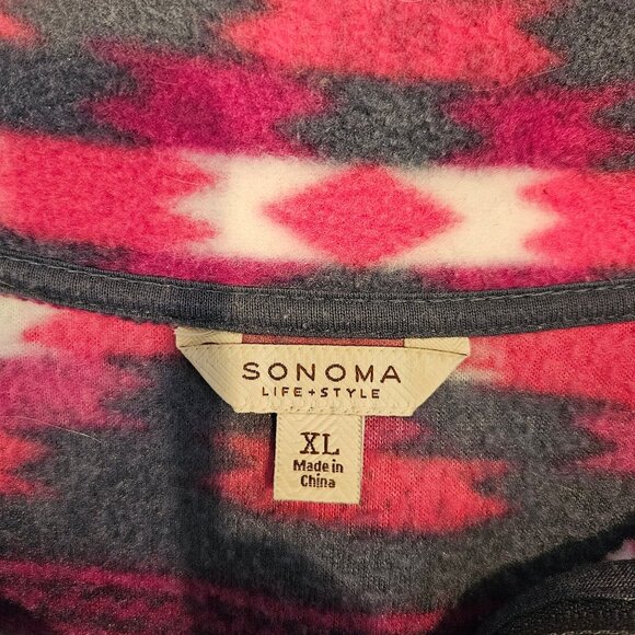 Sonoma Womens L Purple Full-Zip Fleece Jacket With Aztec Print colorful boho - Picture 10 of 12
